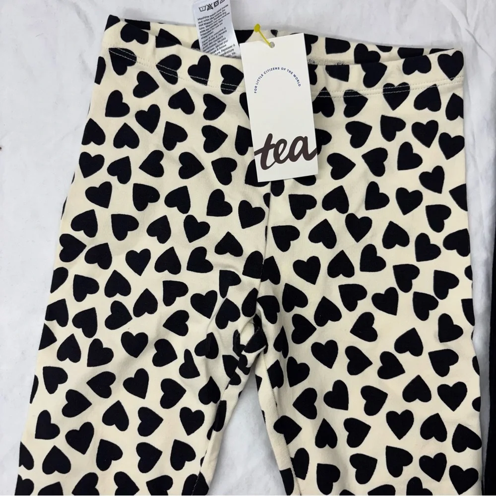 NEW Tea Collection Size 4 Heart‎ Black Kids Leggings Bundle
